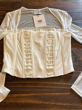 With Jean AL corset top distressed white new small